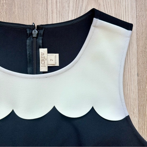J. Crew Scallop Hem Black & White Sleeveless Formal Dress - Picture 3 of 8